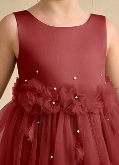 Azazie Lux Flower Girl Dresses Rust A-Line Beaded Tulle Dress image7
