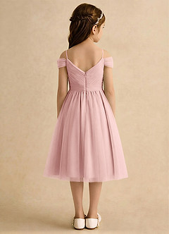 Azazie Lila Girls Formal Robe Demoiselle D'honneur Fillette Robe Trapèze en Tulle Épaule décolletée Rose Poudré image2