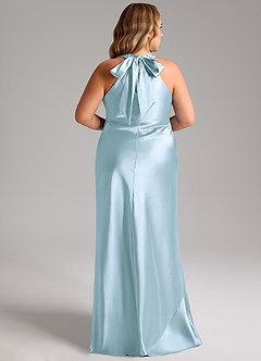 Azazie Doretta Robes de demoiselle d'honneur Robe Sirène en Satiné métallisé Arc Bleu Ciel image13