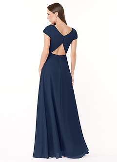 Azazie Hainsly Bridesmaid Dresses Dark Navy A-Line Sweetheart Neckline Chiffon Dress image2