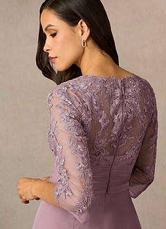 Azazie Poe Mother of the Bride Dresses Dusty Rose Sheath Lace Dress image5