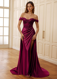 Rowane Burgundy Corset Rhinestone Sheer Lace Prom Dress image6
