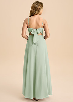 Azazie Shale Junior Robe Trapèze en Mousseline de soie Arc Vert Sauge image2