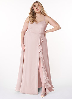 Azazie Naeem Bridesmaid Dresses Blushing Pink A-Line V-Neck Ruffle Chiffon Dress image7