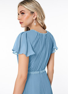 Azazie Kara Modest Bridesmaid Dresses A-Line Pleated Chiffon Floor-Length Dress image6