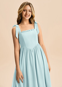 Azazie Delia Junior Abito A-Line in Chiffon Fiocco Sea Glass image2