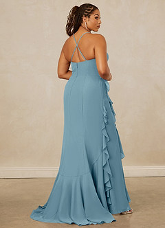 Christian Siriano Bridal for Azazie 1006 Bridesmaid Dresses Moody Blue Mermaid Ruched Chiffon Dress image15