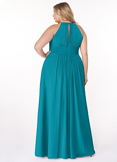 Azazie Bonnie Bridesmaid Dresses Jade A-Line Keyhole Ruched Chiffon Dress image7