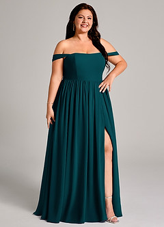 Azazie Calianna Bridesmaid Dresses Pine A-Line Off the Shoulder Chiffon Convertible Dress image13