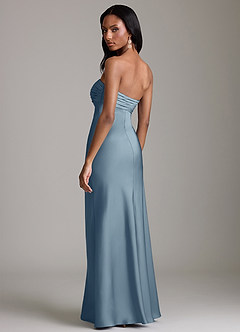 Azazie Saylor 신부 들러리 드레스 인어 스트랩리스 스트레치 새틴 바닥 길이 드레스 image5