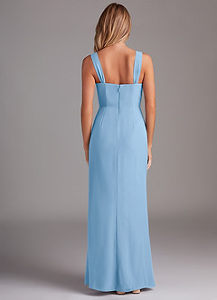 Azazie Denice Bridesmaid Dresses Powder Blue Sheath Pleated Chiffon Dress image2