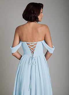 Azazie Loisa Abiti da Damigella Abito Convertibile A-Line in Chiffon Corsetto Azzurro image4