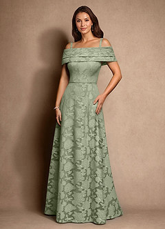 Azazie New Britain Mother of the Bride Dresses Agave A-Line Pleated Floral Burnout Dress image4
