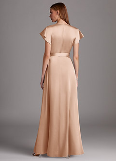Azazie Nico Bridesmaid Dresses English Rose A-Line V-Neck Stretch Satin Dress image3