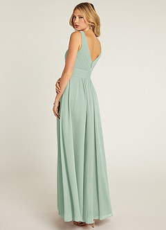Azazie Pierrette Bridesmaid Dresses Agave A-Line Pleated Chiffon Dress image4
