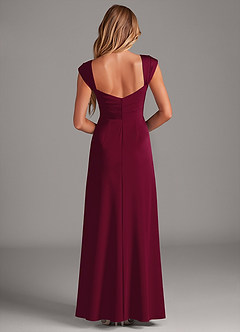 Azazie Laila Bridesmaid Dresses Burgundy A-Line Pleated Stretch Satin Dress image2