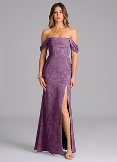 Azazie Saige Bridesmaid Dresses Wisteria A-Line Off the Shoulder Floral Burnout Convertible Dress image4