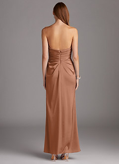 Azazie Lexie Final Sale Bronzer Sheath Strapless Stretch Satin Convertible Dress image4