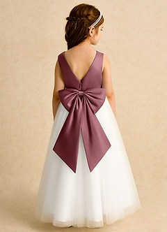 Azazie Eleni Flower Girl Dresses Ivory Desert Rose Ball-Gown Bow Tulle Dress image2