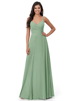 Azazie Lennon Bridesmaid Dresses Matcha A-Line Lace Chiffon Dress image5