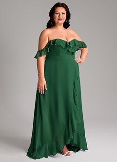 Azazie Lyra Bridesmaid Dresses Dark Green A-Line Chiffon Convertible Dress image13