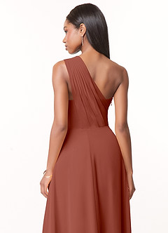 Azazie Ashley Bridesmaid Dresses Auburn A-Line Ruched Chiffon Dress image3