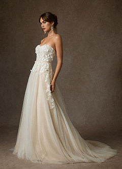 Azazie Wynery Robes de mariée Robe Princesse en Dentelle Épaule décolletée Diamant Blanc Champagne image9