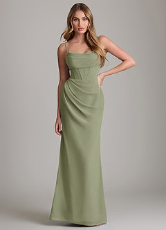 Azazie Mai Bridesmaid Dresses Pistachio Sheath Pleated Chiffon Dress image1