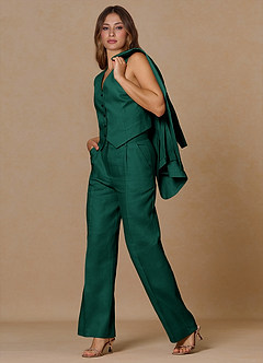 front Belicia Szmaragd 100% lniany garnitur 3-częściowy