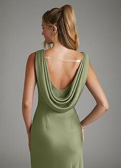 Azazie Elena Bridesmaid Dresses Garden Sage Mermaid Pleated Stretch Satin Dress image7