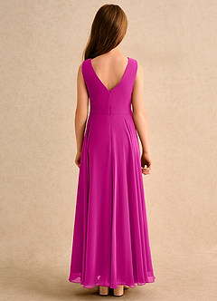 Azazie Wonderland Girls Formal Venta Final Vestido de Fucsia de Gasa de Corte en A con Plisado image2