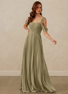 Christian Siriano Bridal for Azazie 1013 Bridesmaid Dresses Moss Green A-Line Off the Shoulder Chiffon Dress image7