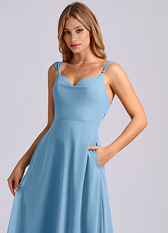 Azazie Beatrice Bridesmaid Dresses Steel Blue A-Line Sweetheart Neckline Chiffon Dress image6