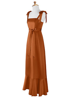 Azazie Barbara Junior Copper A-Line Bow Matte Satin Dress image8