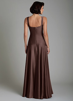 Azazie Reina Bridesmaid Dresses Ganache A-Line Pleated Stretch Satin Dress image2