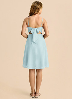 Azazie Shale Junior Sea Glass A-Line Bow Chiffon Dress image2