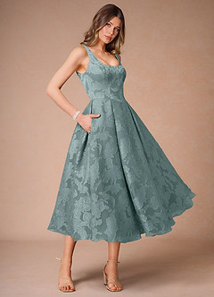 Alba Powder Blue Pleated Midi Dress image3