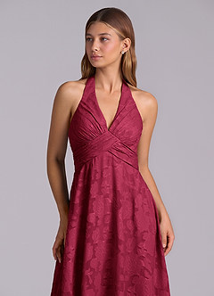 Azazie Tessie Brudtärnklänningar Klä av A-Linje i Blommig Utbrändhet Plisserad Bourgogne image7