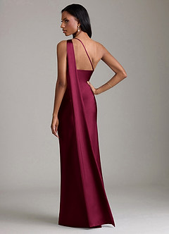 Azazie Juniper Bridesmaid Dresses Burgundy Mermaid One Shoulder Stretch Satin Dress image6