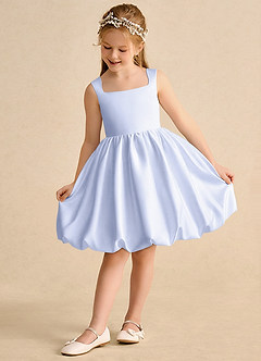 Azazie Nirvana Flower Girl Dresses Lavender Ball-Gown Ruched Matte Satin Dress image3
