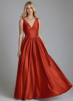 Azazie Delmie Brudtärnklänningar Klä av A-Linje i Stretch Satin Korsett Rost image1