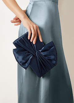 front Satin Twist Bow Clutch
