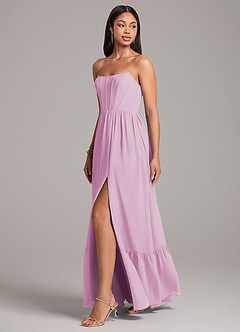 Azazie Kailee Bridesmaid Dresses Candy Pink A-Line with Pockets Chiffon Dress image3