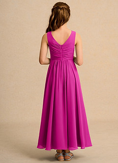 Azazie Ducky Girls Formal Flower Girl Dresses Fuchsia A-Line Pleated Chiffon Dress image2
