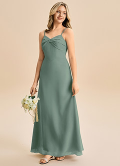 Azazie Jordyn Junior Klä av A-Line i Chiffong Älskling Halsringning image6