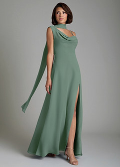 Azazie True Bridesmaid Dresses Eucalyptus A-Line Pleated Chiffon Dress image7
