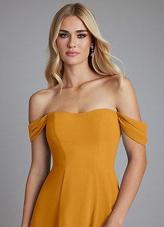 Azazie Seriana Brudtärnklänningar Klä av A-Linje i Chiffong Av axeln Knäck image6