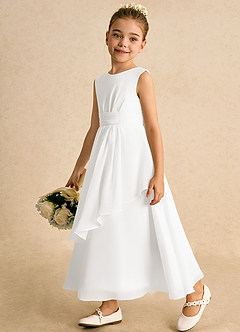 Azazie Edelweiss Flower Girl Dresses Ivory A-Line Pleated Chiffon Dress image5