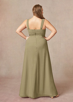 Azazie Weisz Mother of the Bride Dresses Moss Green A-Line Square Neckline Pleated Chiffon Dress image12