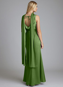 Azazie Tallie Bridesmaid Dresses Basil Mermaid Pleated Stretch Satin Dress image4